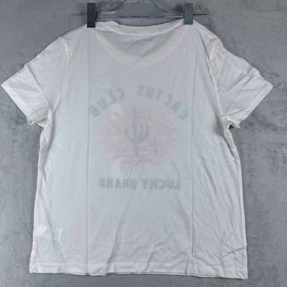 Lucky Brand Graphic T Shirt Top Crew Neck Cactus Club Womens White Size Large - Picture 5 of 11